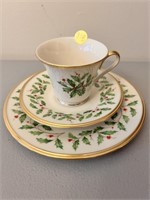 Lenox Holiday 3 pc Cup, Saucer & Plate