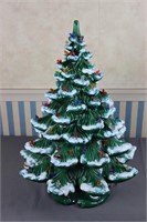 S: Green Ceramic Christmas Tree w/ Multicolor & Bi