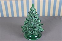 S: Green Ceramic Christmas Tree (Approx 9.5" Tall)