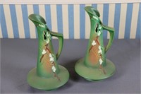 S: Pair of Green Roseville Pitchers (ITK-10)