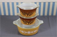 S: 3 Pyrex Casserole Dishes