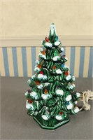 S: Green Ceramic Christmas Tree w/ Multicolor Ligh