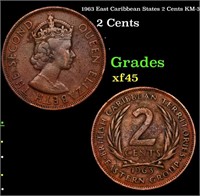 1963 East Caribbean States 2 Cents KM-3 Grades xf+