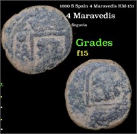 1660 S Spain 4 Maravedis KM-151 Grades f+
