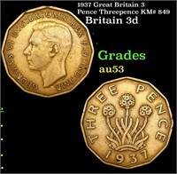 1937 Great Britain 3 Pence Threepence KM# 849 Grad