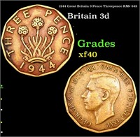 1944 Great Britain 3 Pence Threepence KM# 849 Grad