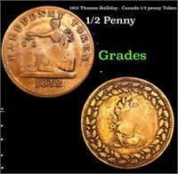 1812 Thomas Halliday - Canada 1/2 penny Token Grad