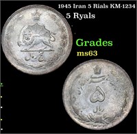 1945 Iran 5 Rials KM-1234 Grades Select Unc
