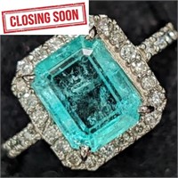 $4185 14K  Natural Emerald(2ct) Diamonds(0.45ct) R