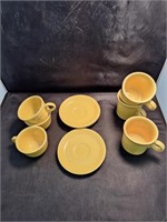 Fiesta Pottery Saucers, Tea cups, And Mugs