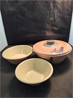 Pottery Nesting Bowl Set W/ Lid