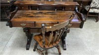 Pine trestle desk and chair