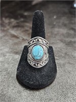 Silver & Turquoise Tone Ring