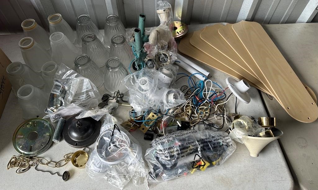 Lot of Light Fixtures and Ceiling Fan Parts
