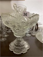 2 PIECE BRILLIANT CUT PUNCH BOWL WITH PUNCH