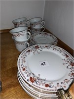 CHINA GARDEN LUNCHEON SET WITH SERVICE FOR 6 PLUS