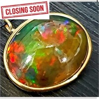 $1355 14K  Enhanced Black Opal(5ct) Necklace