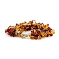 18k Gold Rhodolite Garnet Citrine Diamond Bracelet