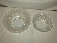 2 Cut Glass Bowls Larger 7"