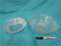 2 Clear Glass Bowls