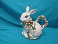 Fitz & Floyd Ceramic Bunny Pitcher 9" T