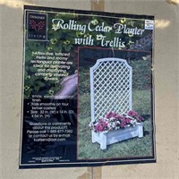 Designer Living Rolling Cedar Planter with Trellis