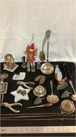 Various vintage items, silverware, miniature cast