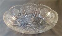 Glass oval etched candy bowl 7 x 2 x 5.5