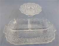 Square Oval glass divided serving dish