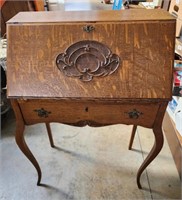 Antique Secretary desk tiger wood missing top