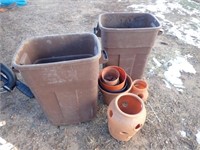 (2) Trash Cans, Flower Pots