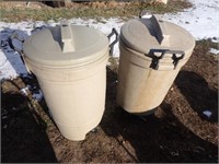 (2) Rolling Garbage Cans w/ Lids