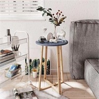 BAMBOO MODERN ROUND SIDE TABLE SET OF 2