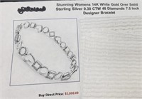 14k White Gold Over Sterling Diamond Bracelet