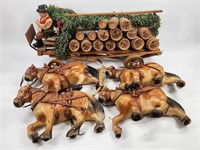 LARGE WESTERN GERMANY RUBBER & WOOD HORSE WAGON