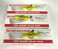 (300) Rnds 9mm, Winchester, 115 Gr. FMJ