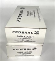(100) Rnds 9mm, Federal 115 Gr. FMJ