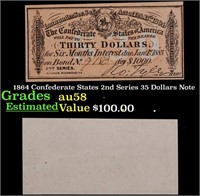 1864 Confederate States 2nd Series 35 Dollars Note