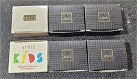 6 New Avon Boxes - 2 Christmas Tree Pins, 2 Silver
