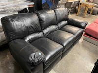 Like New Leather Double Recliner Sofa - Black