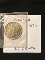 Belize 1974  25 Cents Coin