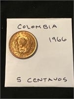 Colombia 1966  5 Centavos Coin