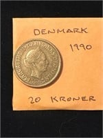 Denmark 1990  20 Kroner Coin