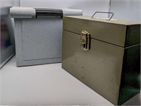 Two file boxes - steel and plastic