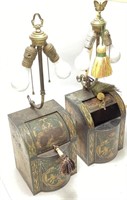 PAIR OF VTG. CONVERTED TEA CANISTER LAMPS