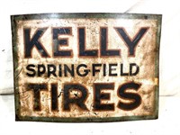 1920s tin sign Kelly Tires 2 sided 28"x20"