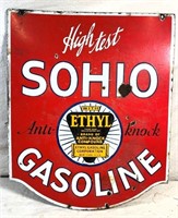 1930s Porcelain sign Sohio Gas -2 sided - 24"x30"
