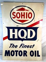 1950s Sohio sign HQD motor oil 39"x54"