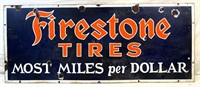 1930s porcelain sign - Firestone Tires 20"x48"