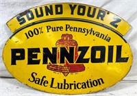 1946 -Pennzoil 2 sided oil sign 22"x31"- good cond